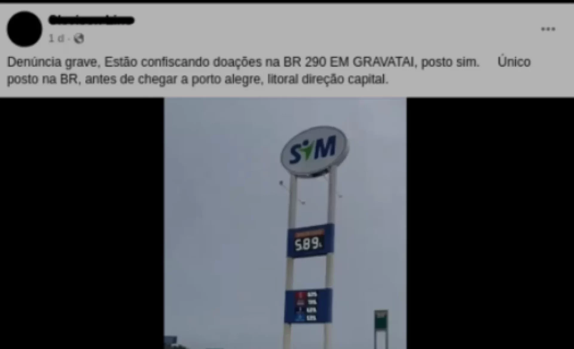 É falso que caminhões com donativos estão sendo barrados em posto de Gravataí