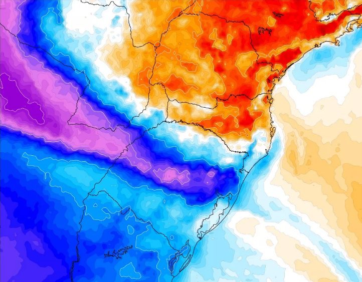 Frente fria vai derrubar a temperatura de 40ºC para 10ºC no Estado
