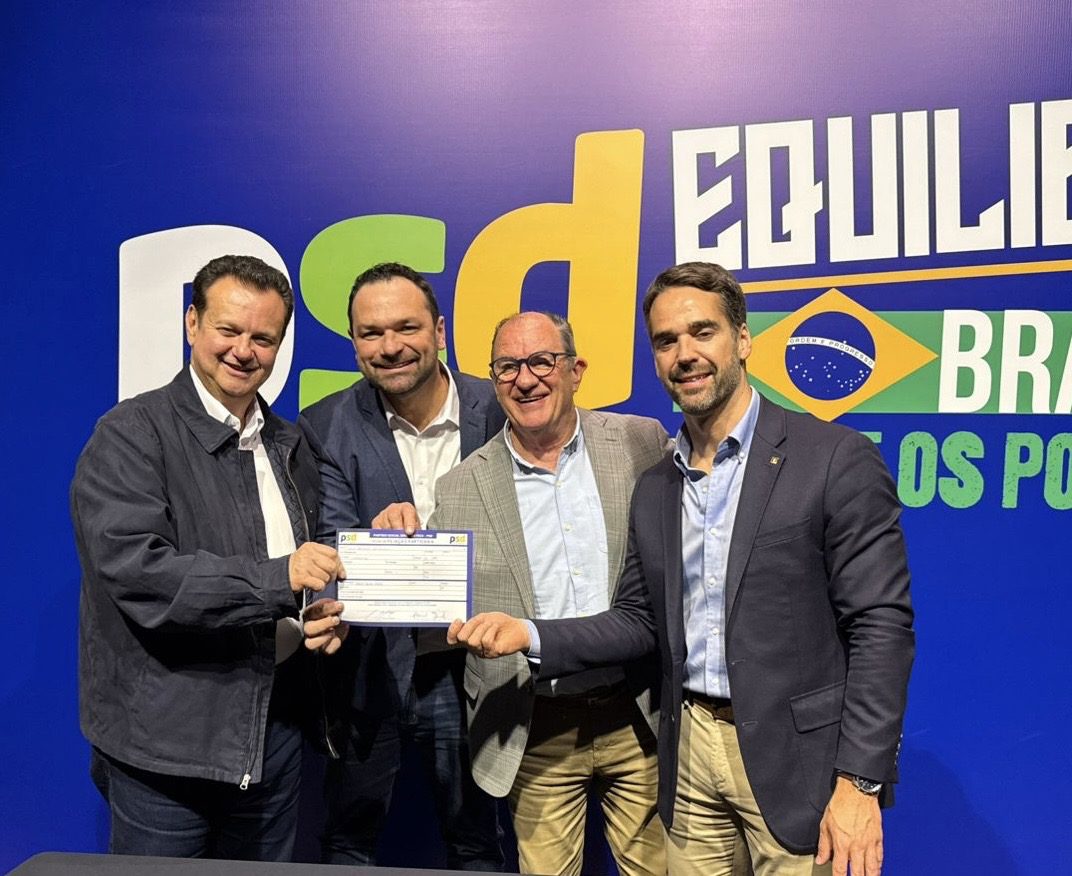 Prefeito de Gravataí, Luiz Zaffalon, oficializa entrada no PSD em ato com Kassab e Eduardo Leite