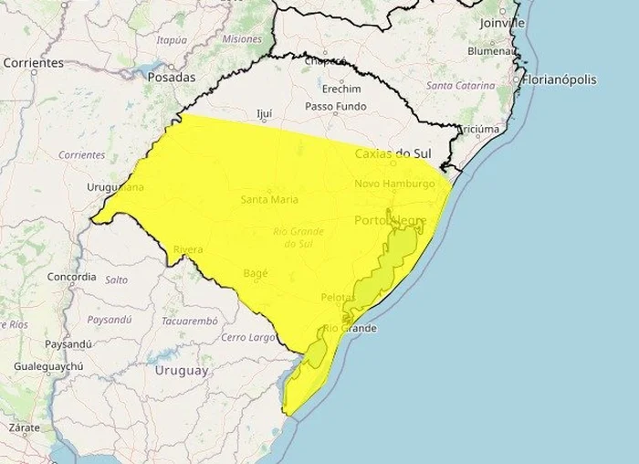 Inmet emite alerta de perigo potencial para tempestades em quase todo o RS